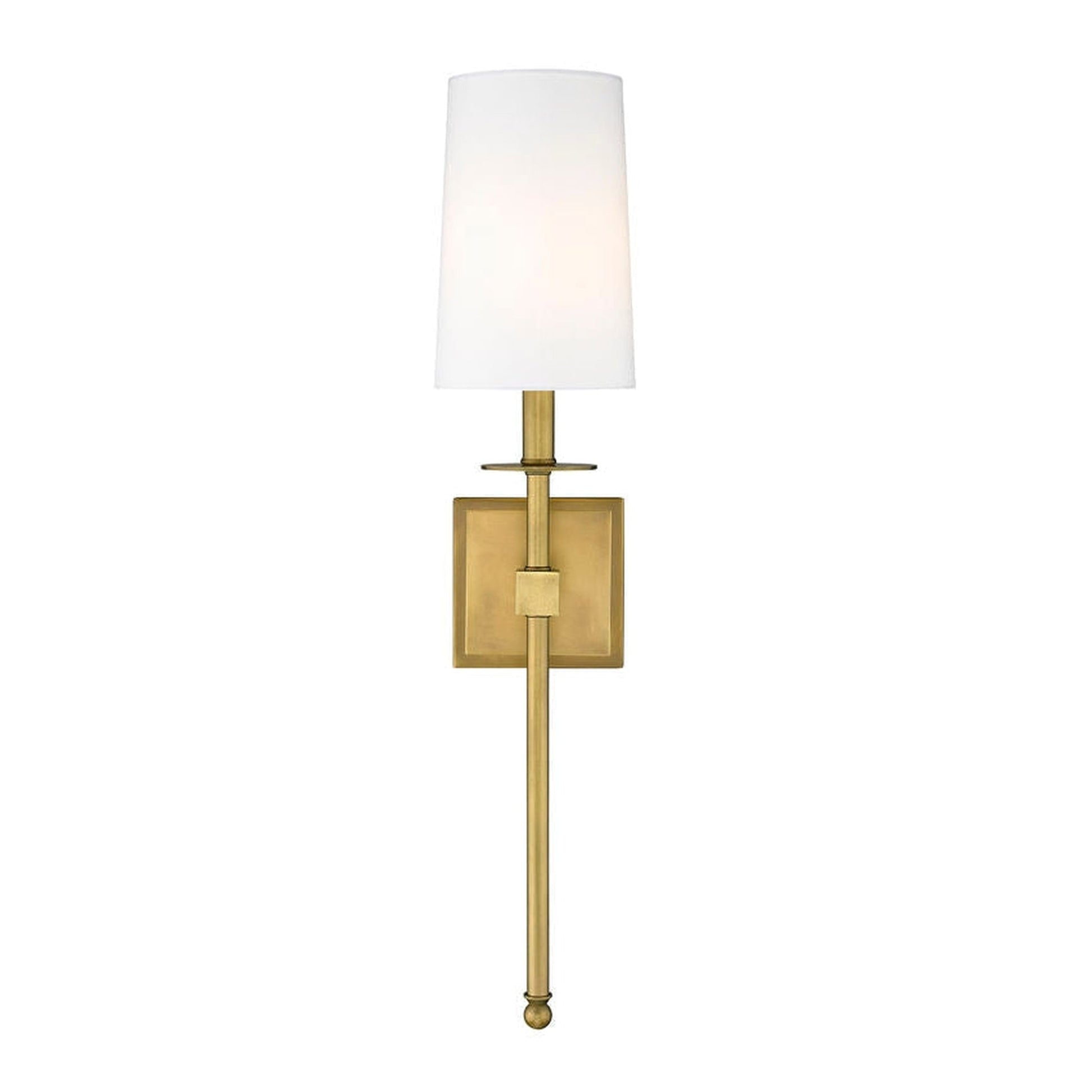 Z-Lite Camila 6" 1-Light Rubbed Brass Wall Sconce With White Fabric Shade