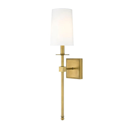 Z-Lite Camila 6" 1-Light Rubbed Brass Wall Sconce With White Fabric Shade