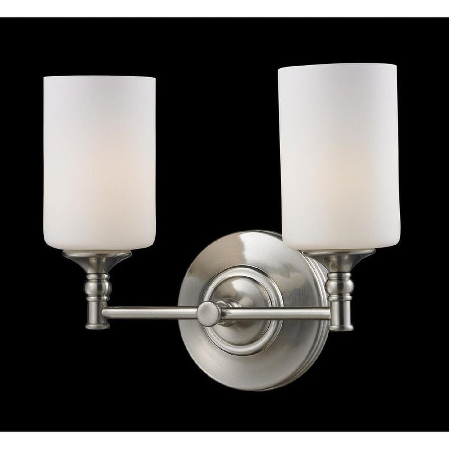 Z-Lite Cannondale 13" 2-Light Brushed Nickel Vanity Light With Matte Opal Glass Shade