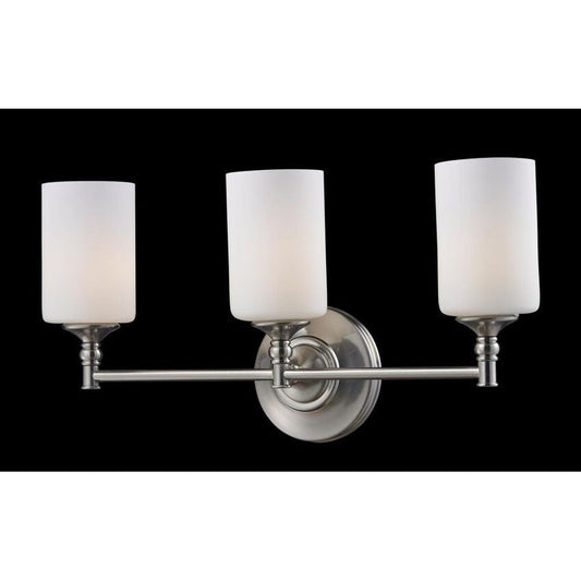 Z-Lite Cannondale 22" 3-Light Brushed Nickel Vanity Light With Matte Opal Glass Shade