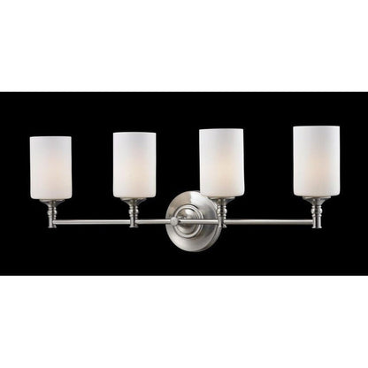 Z-Lite Cannondale 31" 4-Light Brushed Nickel Vanity Light With Matte Opal Glass Shade