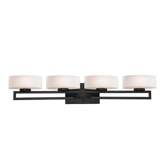 Z-Lite Cetynia 33" 4-Light LED Matte Opal Shade Vanity Light With Bronze Frame Finish
