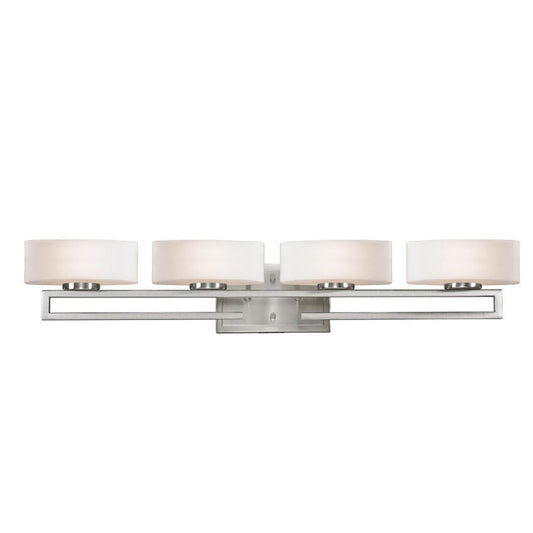 Z-Lite Cetynia 33" 4-Light LED Matte Opal Shade Vanity Light With Brushed Nickel Frame Finish