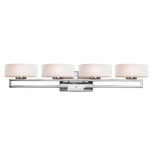 Z-Lite Cetynia 33" 4-Light LED Matte Opal Shade Vanity Light With Chrome Frame Finish