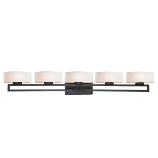 Z-Lite Cetynia 41" 5-Light Bronze Vanity Light With Matte Opal Shade