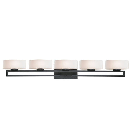 Z-Lite Cetynia 41" 5-Light LED Bronze Vanity Light With Matte Opal Shade