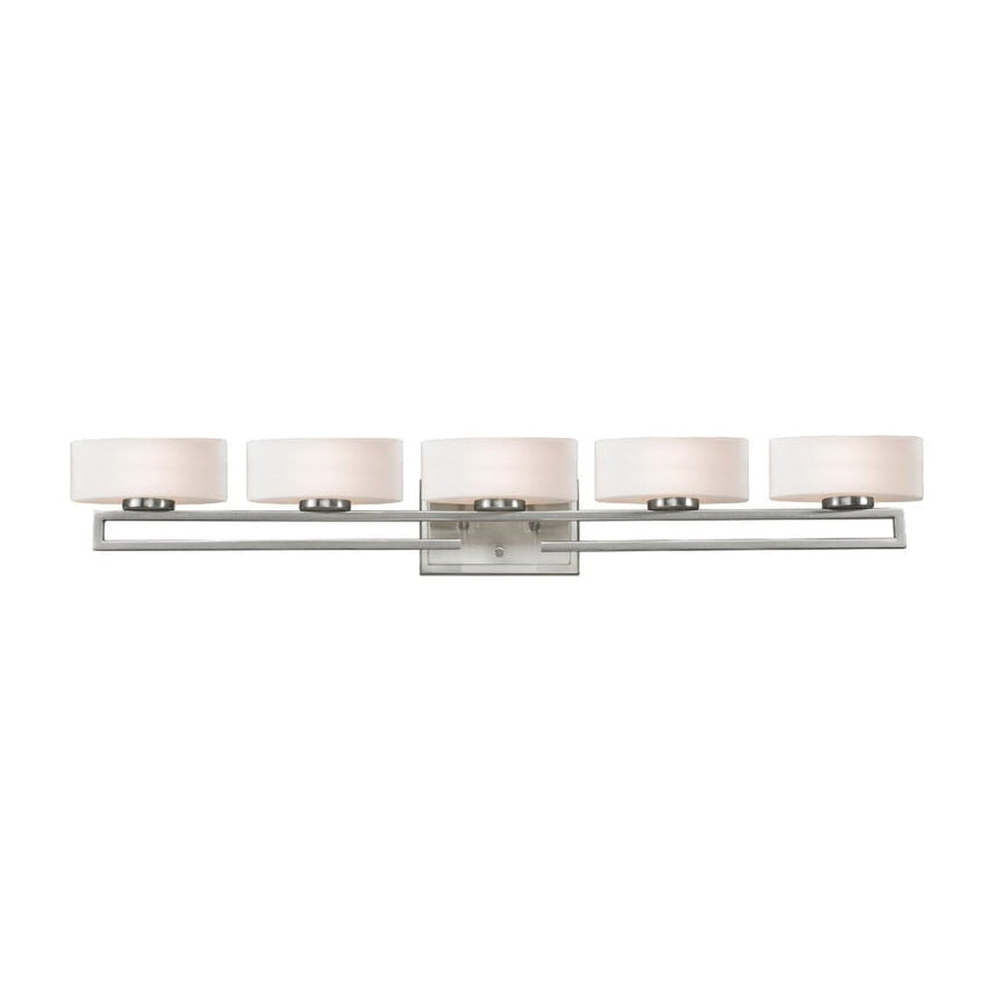 Z-Lite Cetynia 41" 5-Light LED Matte Opal Shade Vanity Light With Brushed Nickel Frame Finish