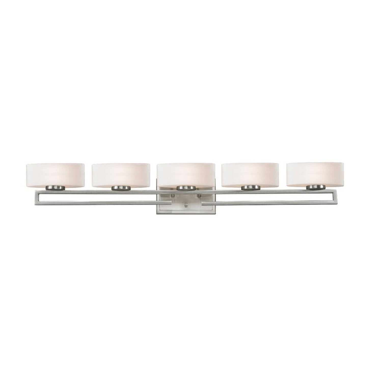 Z-Lite Cetynia 41" 5-Light Matte Opal Shade Vanity Light With Brushed Nickel Frame Finish