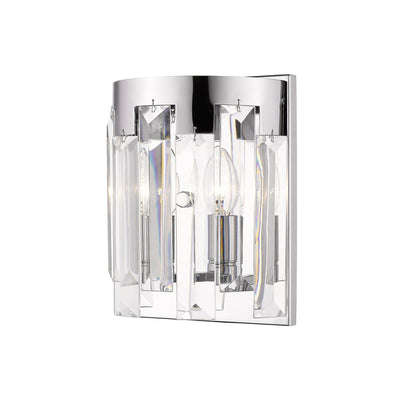 Z-Lite Cormac 9" 2-Light Chrome Wall Sconce With Crystal Clear Shade