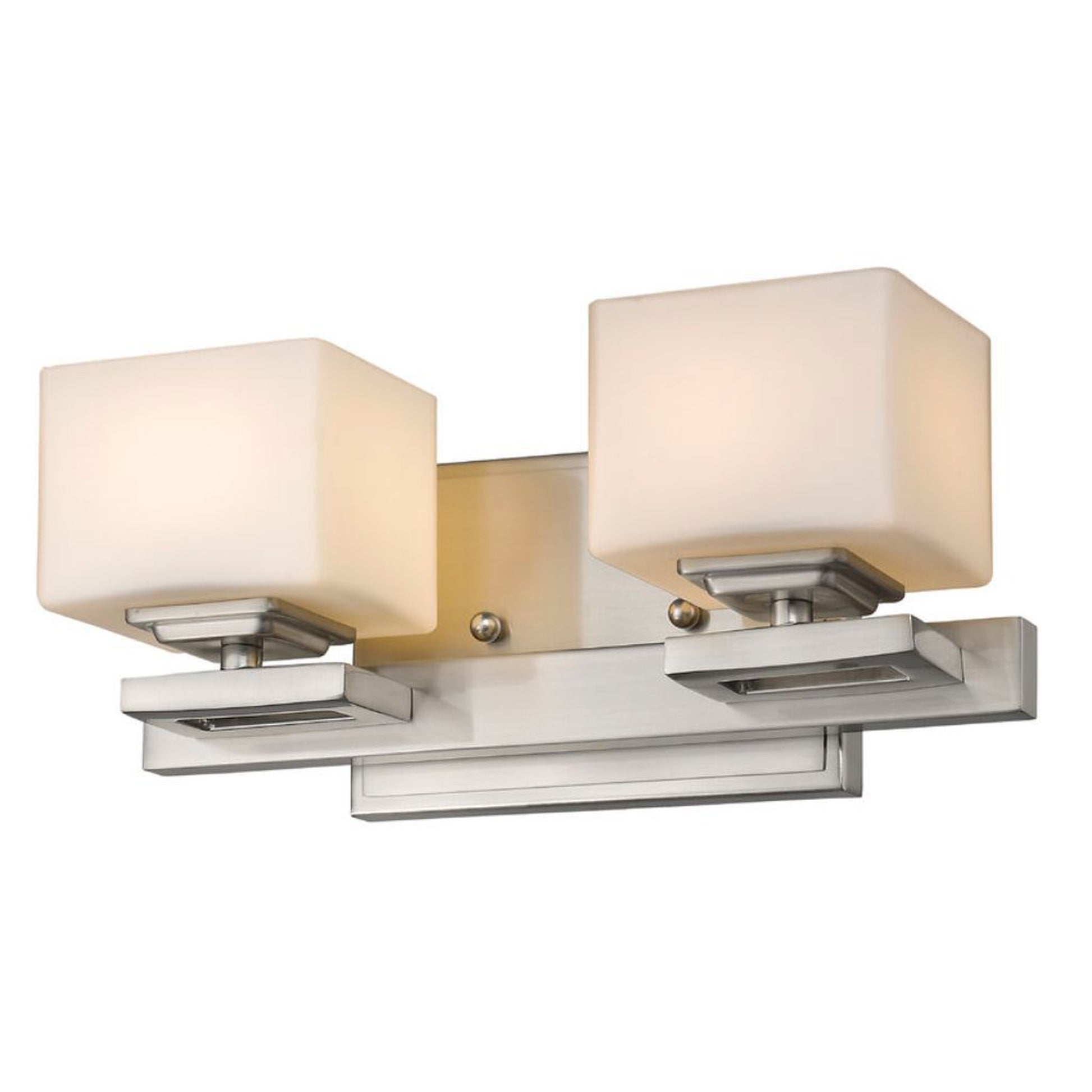 Z-Lite Cuvier 12" 2-Light Matte Opal Glass Shade Vanity Light With Brushed Nickel Frame Finish