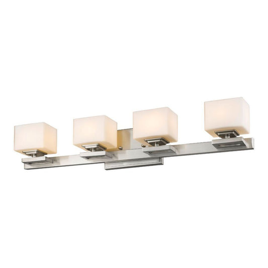 Z-Lite Cuvier 27" 4-Light Matte Opal Glass Shade Vanity Light With Brushed Nickel Frame Finish