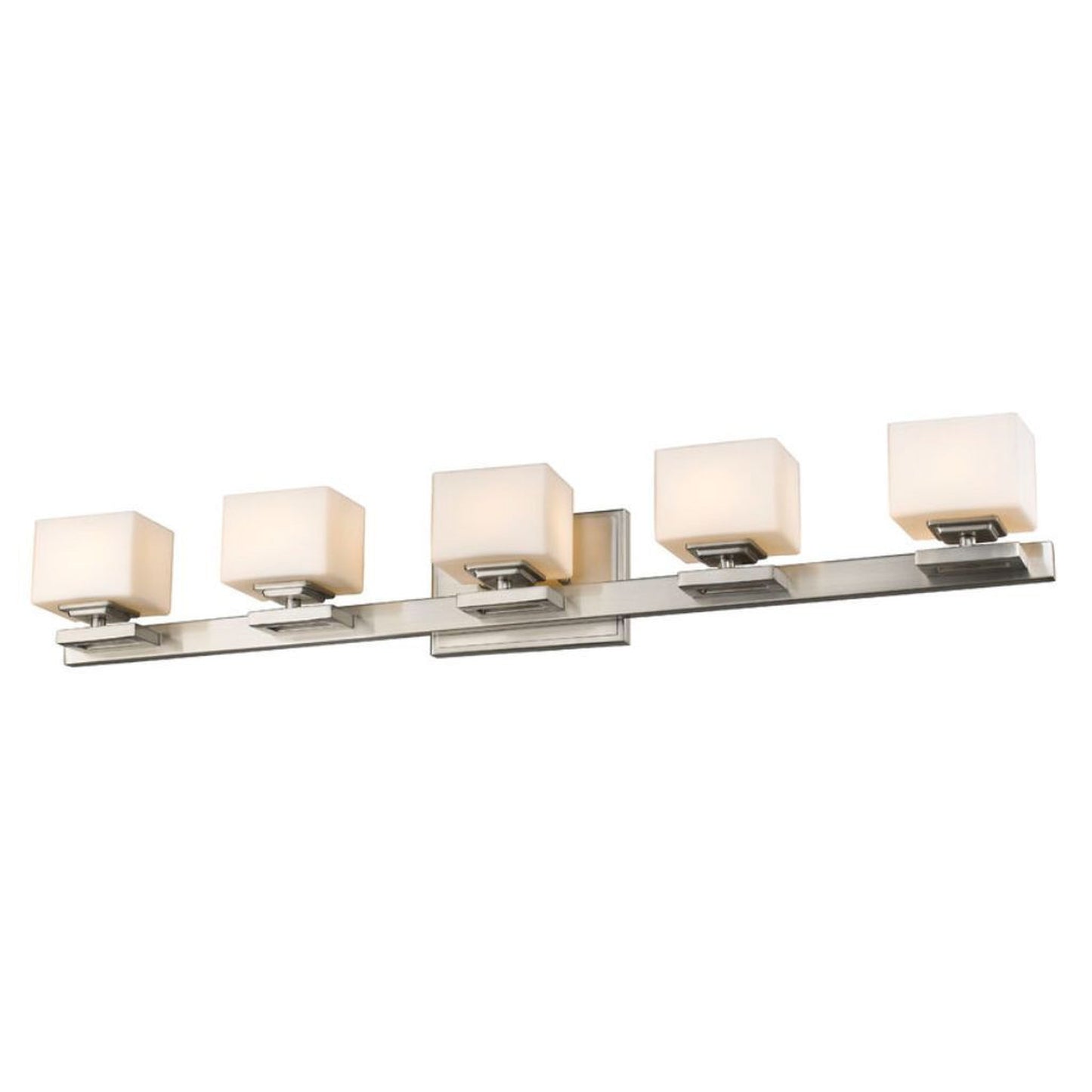 Z-Lite Cuvier 35" 5-Light Matte Opal Glass Shade Vanity Light With Brushed Nickel Frame Finish