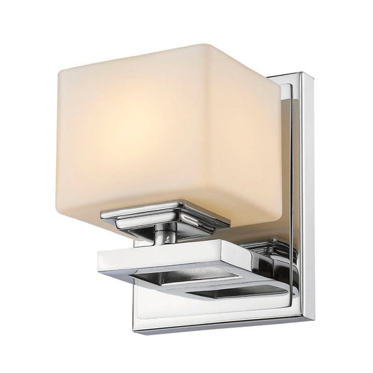 Z-Lite Cuvier 5" 1-Light Chrome Wall Sconce With Matte Opal Glass Shade