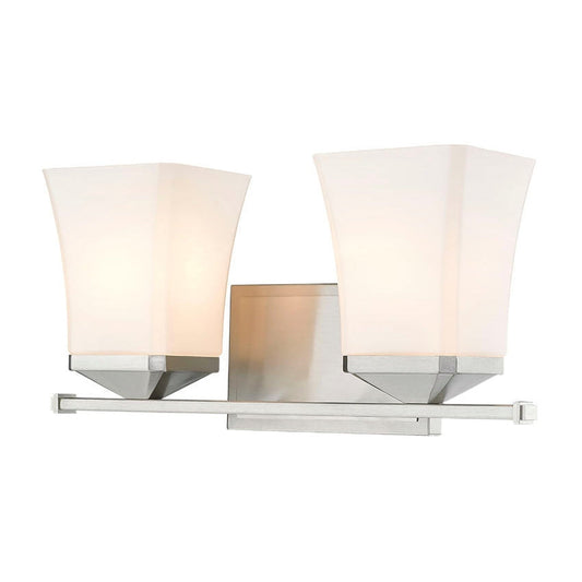 Z-Lite Darcy 16" 2-Light Brushed Nickel Vanity Light With Etched Opal Glass Shade