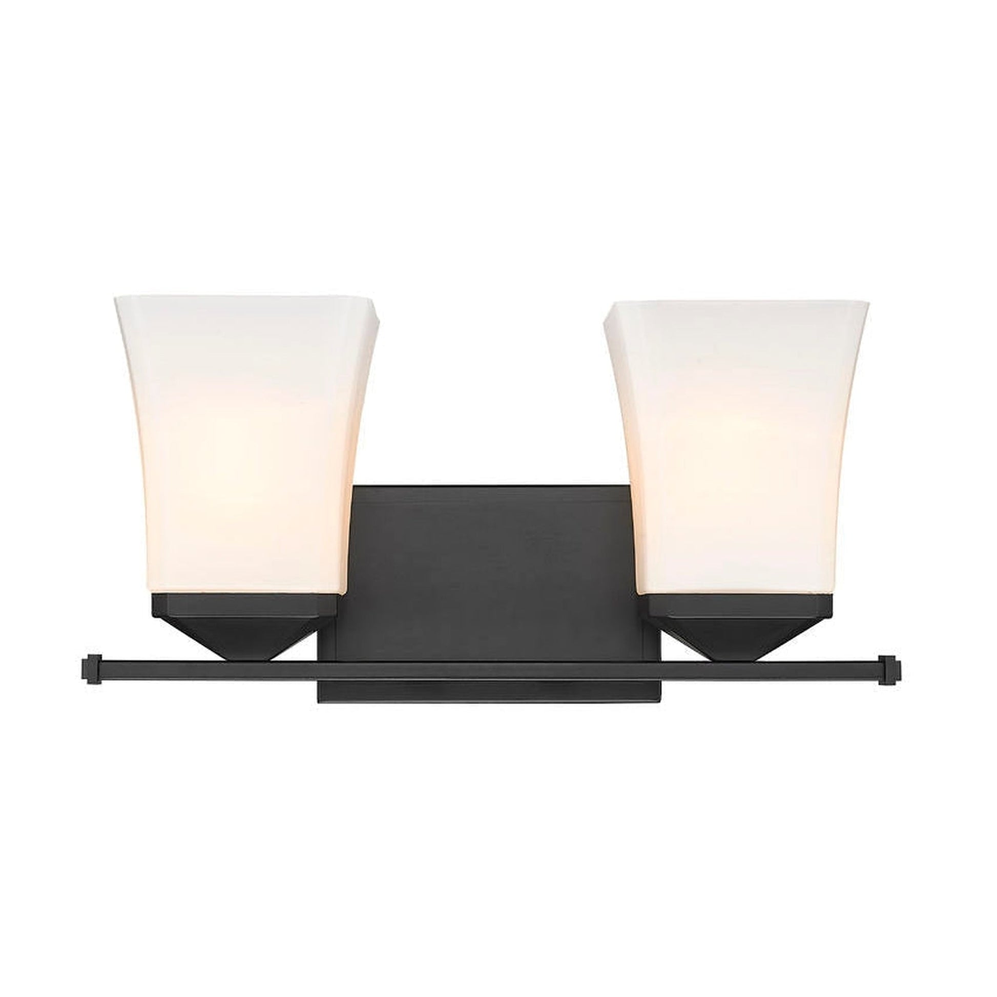 Z-Lite Darcy 16" 2-Light Matte Black Vanity Light With Etched Opal Glass Shade
