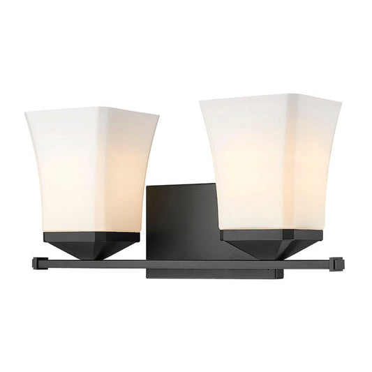 Z-Lite Darcy 16" 2-Light Matte Black Vanity Light With Etched Opal Glass Shade