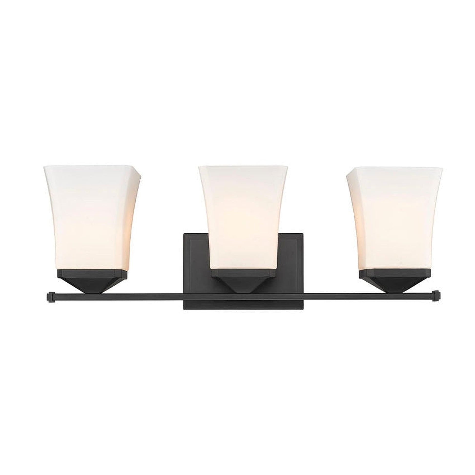 Z-Lite Darcy 22" 3-Light Matte Black Vanity Light With Etched Opal Glass Shade