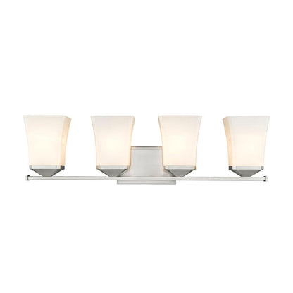Z-Lite Darcy 28" 4-Light Brushed Nickel Vanity Light With Etched Opal Glass Shade
