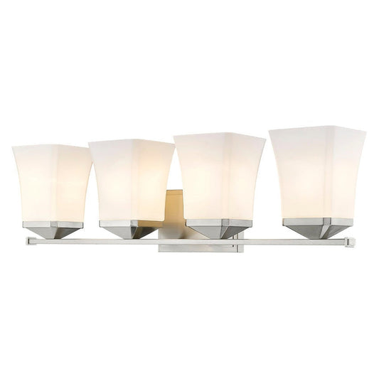 Z-Lite Darcy 28" 4-Light Brushed Nickel Vanity Light With Etched Opal Glass Shade