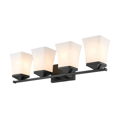 Z-Lite Darcy 28" 4-Light Matte Black Vanity Light With Etched Opal Glass Shade