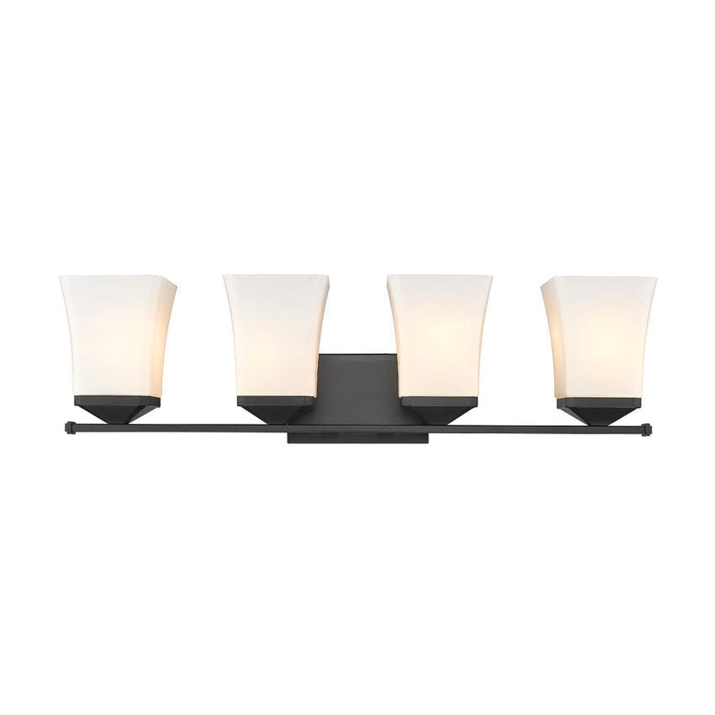 Z-Lite Darcy 28" 4-Light Matte Black Vanity Light With Etched Opal Glass Shade