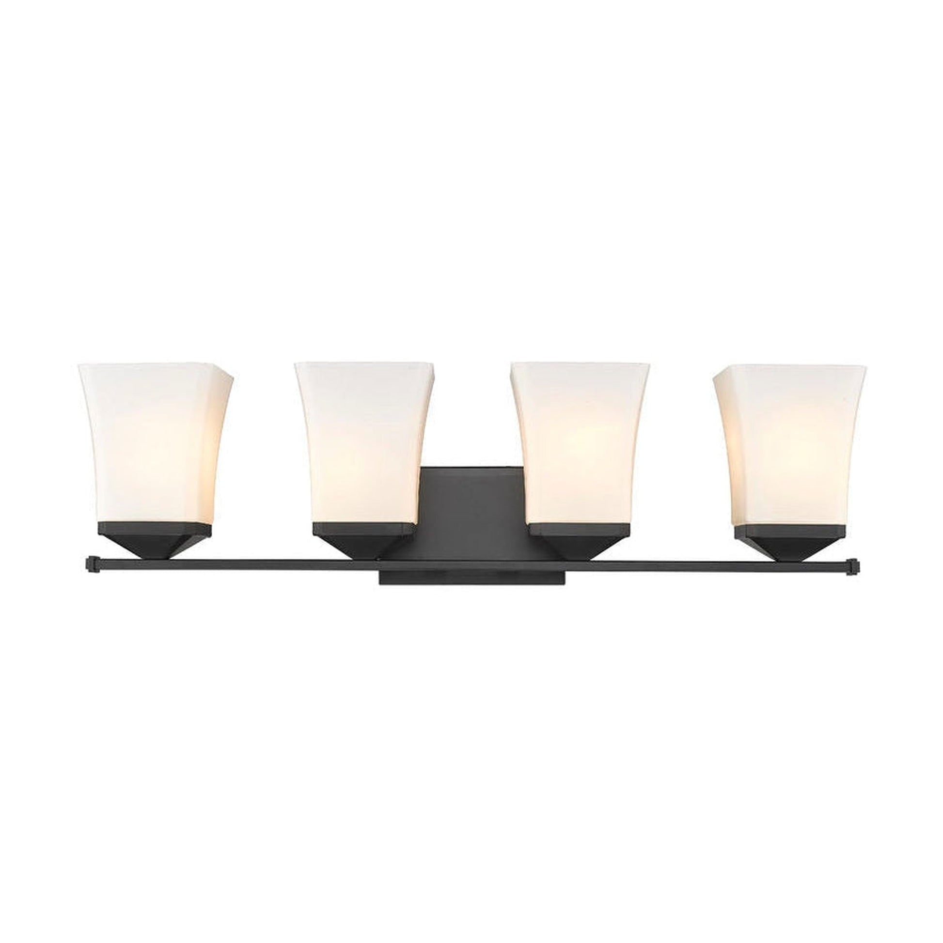 Z-Lite Darcy 28" 4-Light Matte Black Vanity Light With Etched Opal Glass Shade