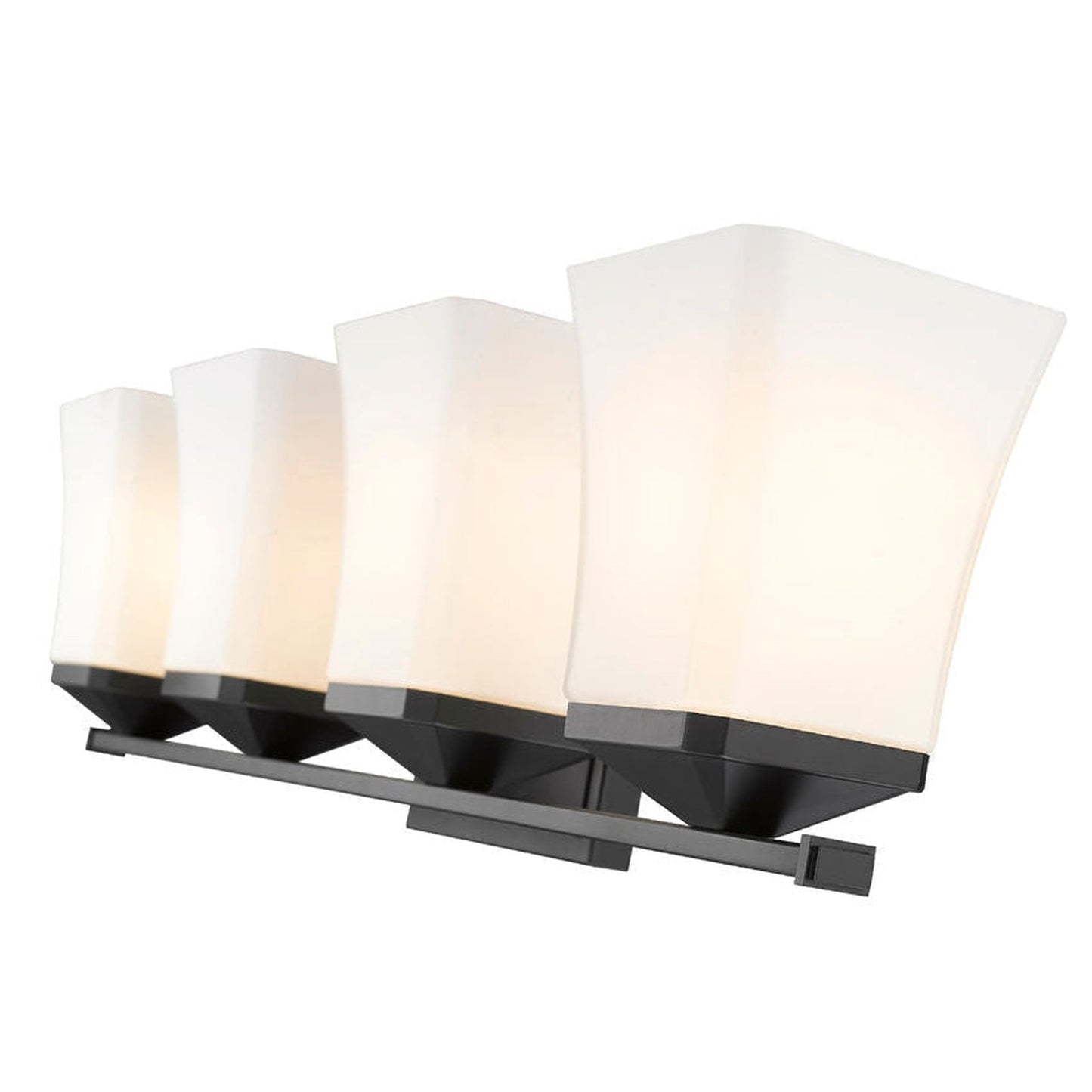 Z-Lite Darcy 28" 4-Light Matte Black Vanity Light With Etched Opal Glass Shade