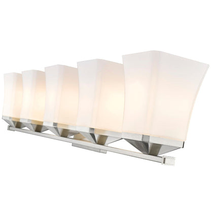 Z-Lite Darcy 38" 5-Light Brushed Nickel Vanity Light With Etched Opal Glass Shade