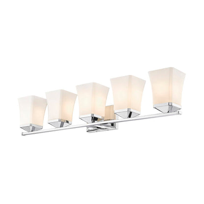 Z-Lite Darcy 38" 5-Light Chrome Vanity Light With Etched Opal Glass Shade
