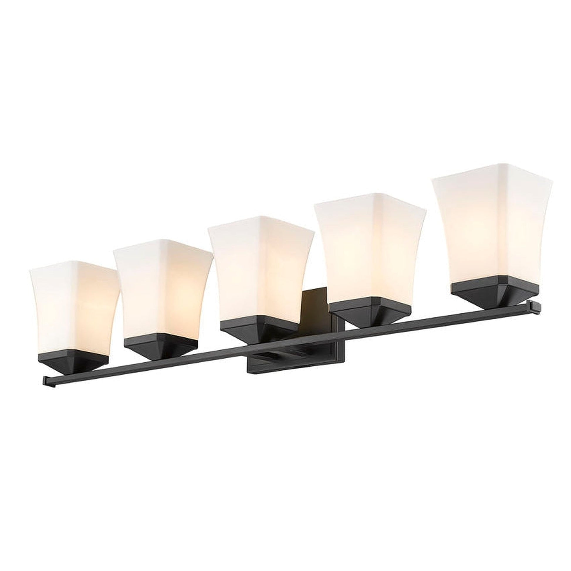 Z-Lite Darcy 38" 5-Light Matte Black Vanity Light With Etched Opal Glass Shade