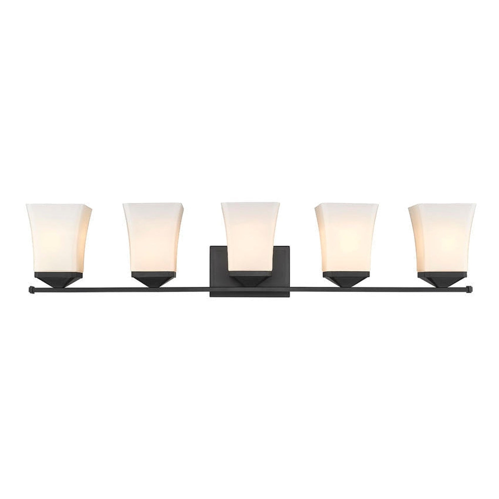 Z-Lite Darcy 38" 5-Light Matte Black Vanity Light With Etched Opal Glass Shade