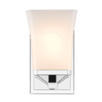 Z-Lite Darcy 5" 1-Light Chrome Wall Sconce With Etched Opal Glass Shade