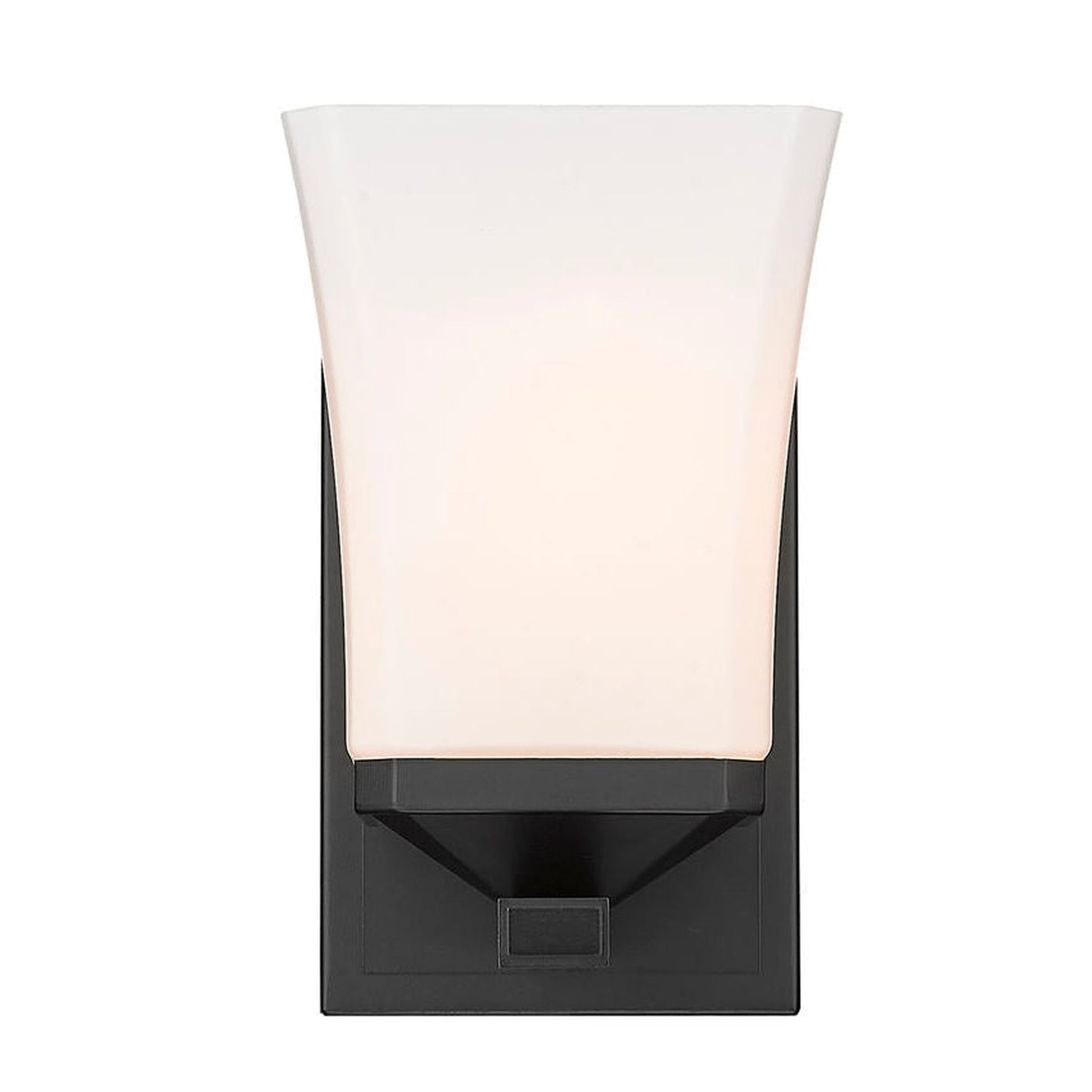 Z-Lite Darcy 5" 1-Light Matte Black Wall Sconce With Etched Opal Glass Shade