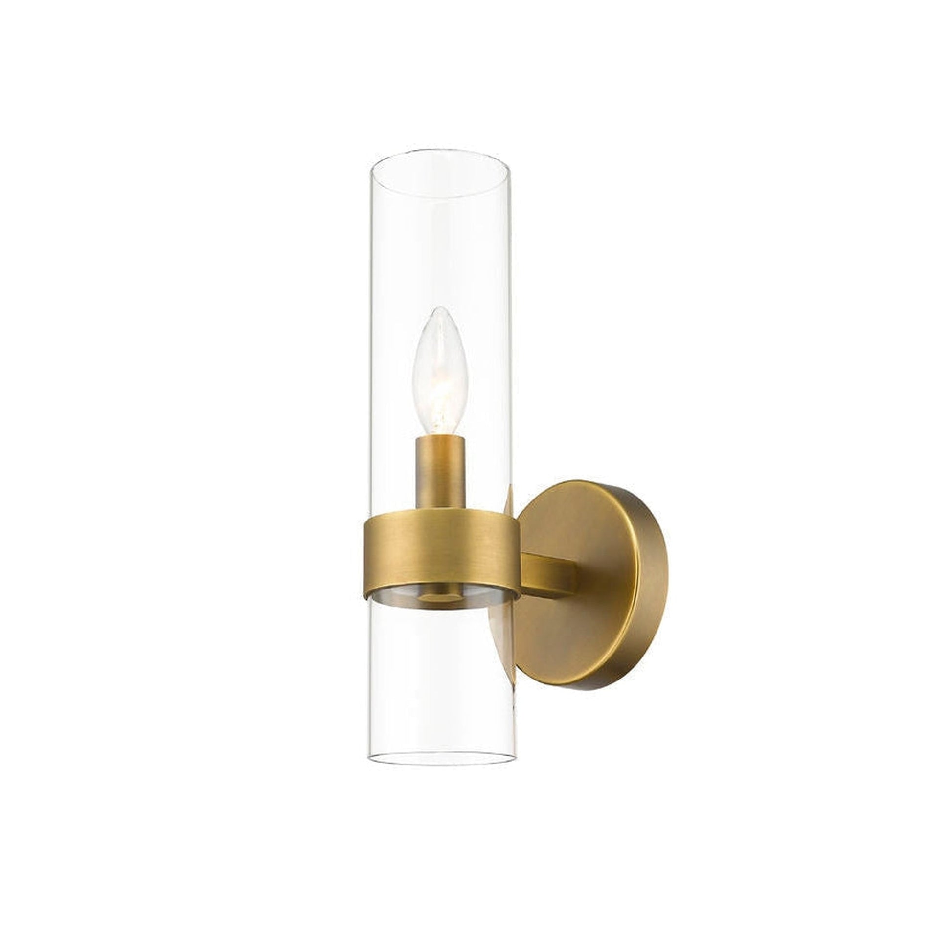 Z-Lite Datus 7" 1-Ligh Rubbed Brass Wall Sconce With Clear Glass Shade