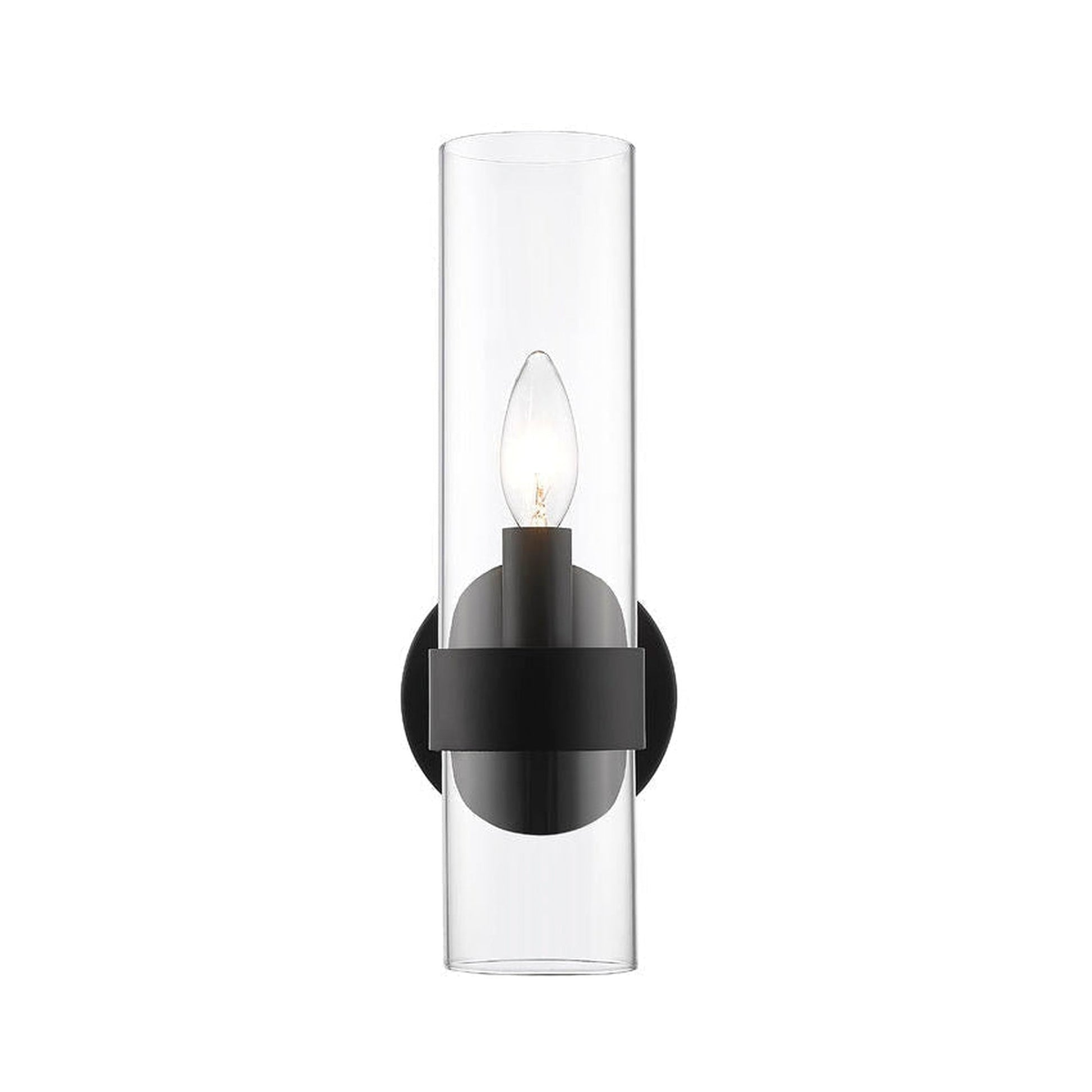 Z-Lite Datus 7" 1-Light Matte Black Wall Sconce With Clear Glass Shade