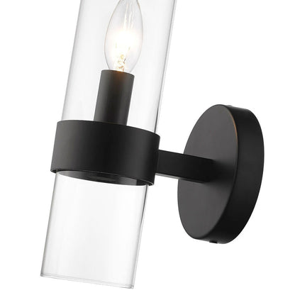 Z-Lite Datus 7" 1-Light Matte Black Wall Sconce With Clear Glass Shade