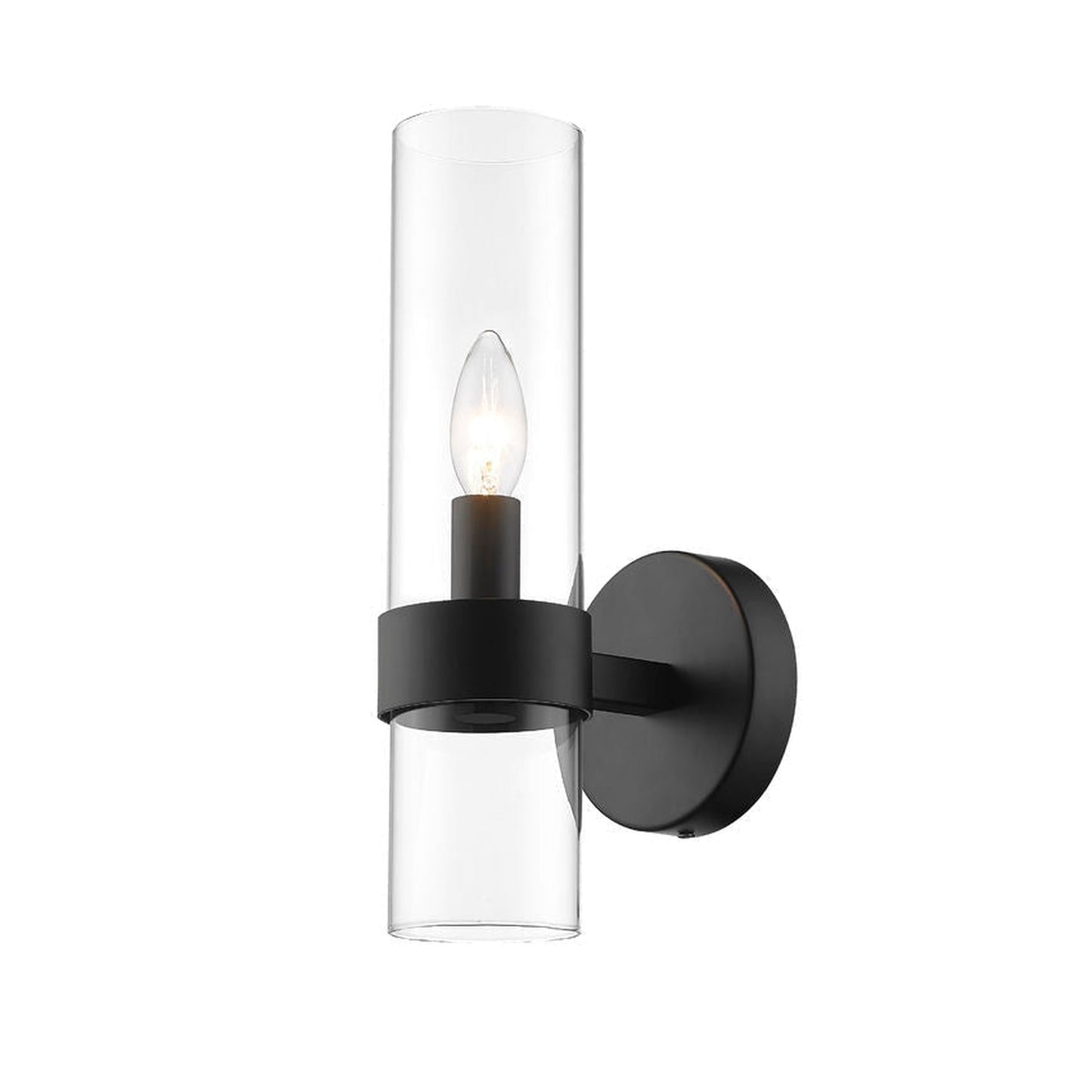 Z-Lite Datus 7" 1-Light Matte Black Wall Sconce With Clear Glass Shade