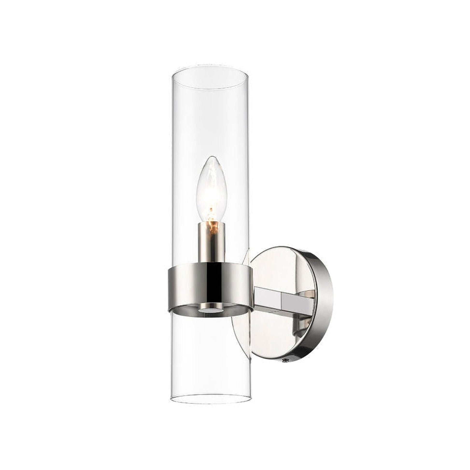 Z-Lite Datus 7" 1-Light Polished Nickel Wall Sconce With Clear Glass Shade