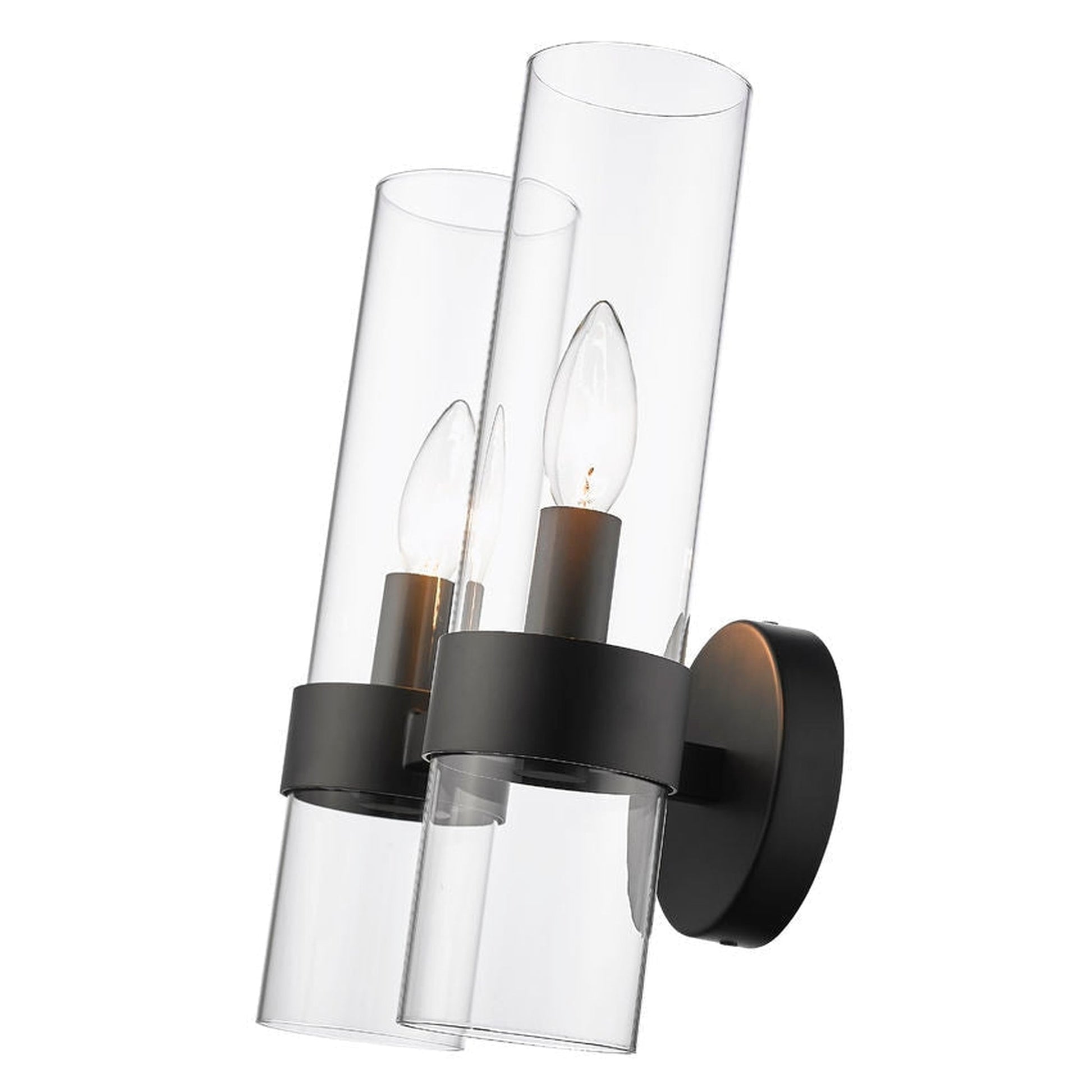 Z-Lite Datus 7" 2-Light Matte Black Wall Sconce With Clear Glass Shade