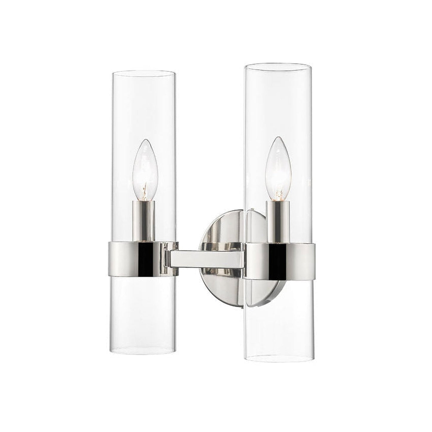 Z-Lite Datus 7" 2-Light Polished Nickel Wall Sconce With Clear Glass Shade