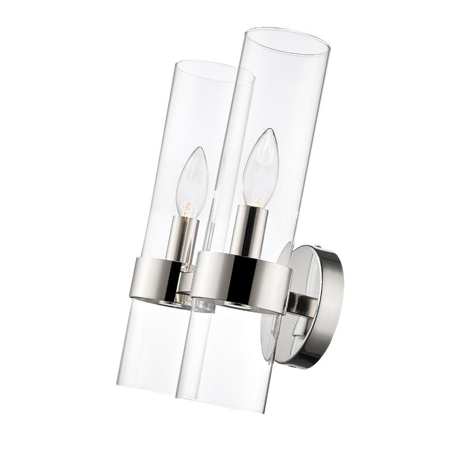 Z-Lite Datus 7" 2-Light Polished Nickel Wall Sconce With Clear Glass Shade