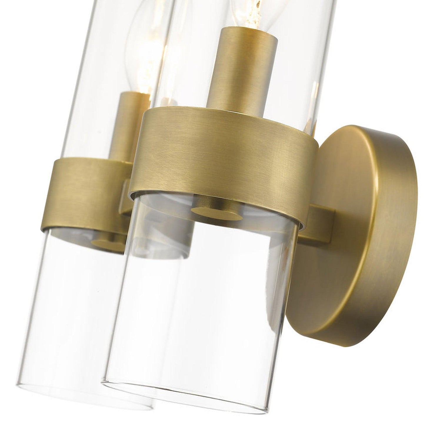 Z-Lite Datus 7" 2-Light Rubbed Brass Wall Sconce With Clear Glass Shade