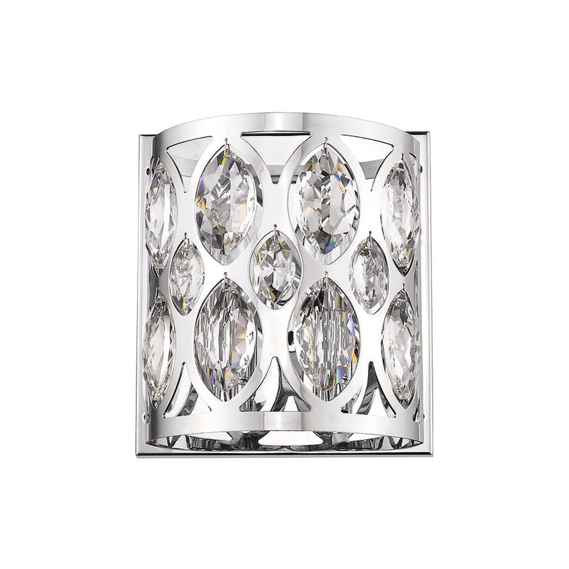 Z-Lite Dealey 9" 2-Light Chrome Wall Sconce With Clear Crystal Shade