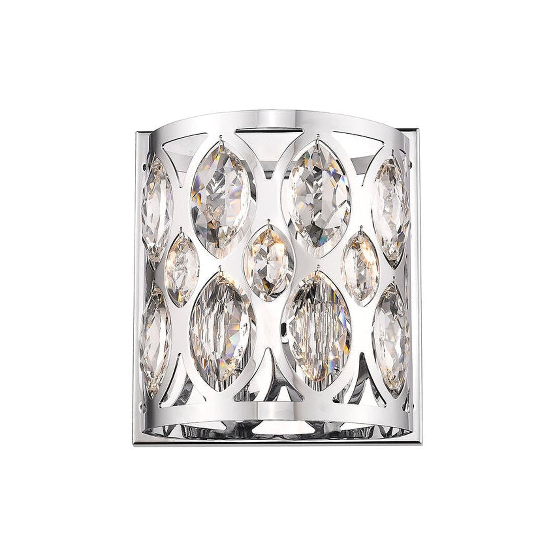 Z-Lite Dealey 9" 2-Light Chrome Wall Sconce With Clear Crystal Shade