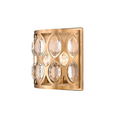 Z-Lite Dealey 9" 2-Light Heirloom Brass Wall Sconce With Clear Crystal Shade