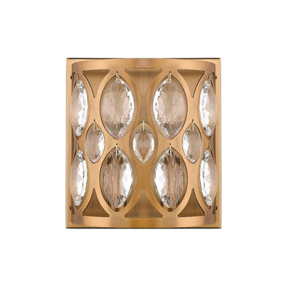 Z-Lite Dealey 9" 2-Light Heirloom Brass Wall Sconce With Clear Crystal Shade