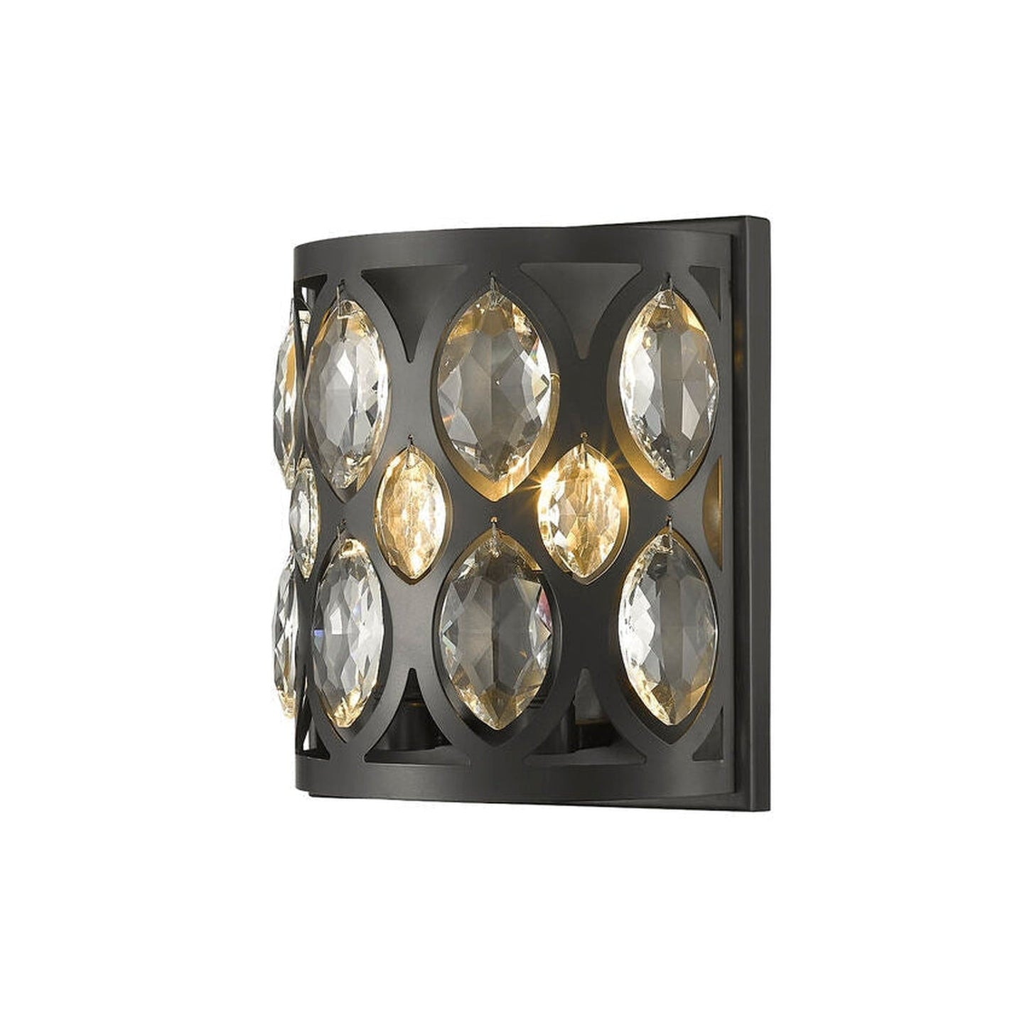 Z-Lite Dealey 9" 2-Light Matte Black Wall Sconce With Clear Crystal Shade