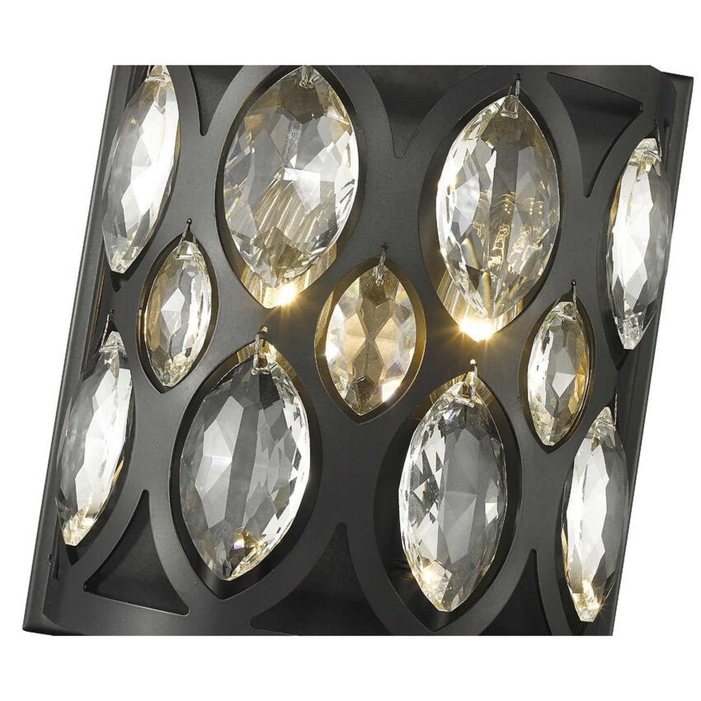 Z-Lite Dealey 9" 2-Light Matte Black Wall Sconce With Clear Crystal Shade
