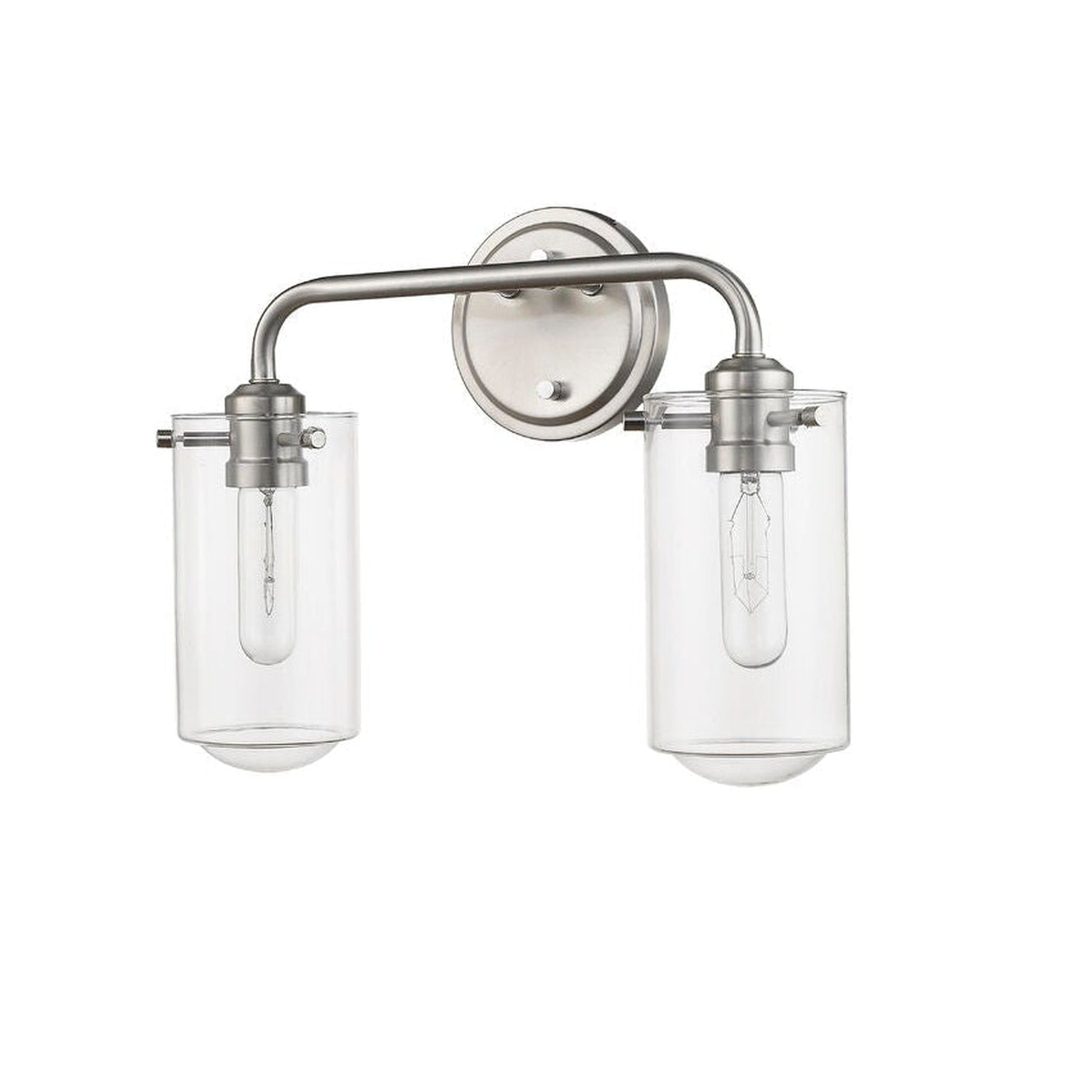 Z-Lite Delaney 15" 2-Light Brushed Nickel Vanity Light With Clear Glass Shade
