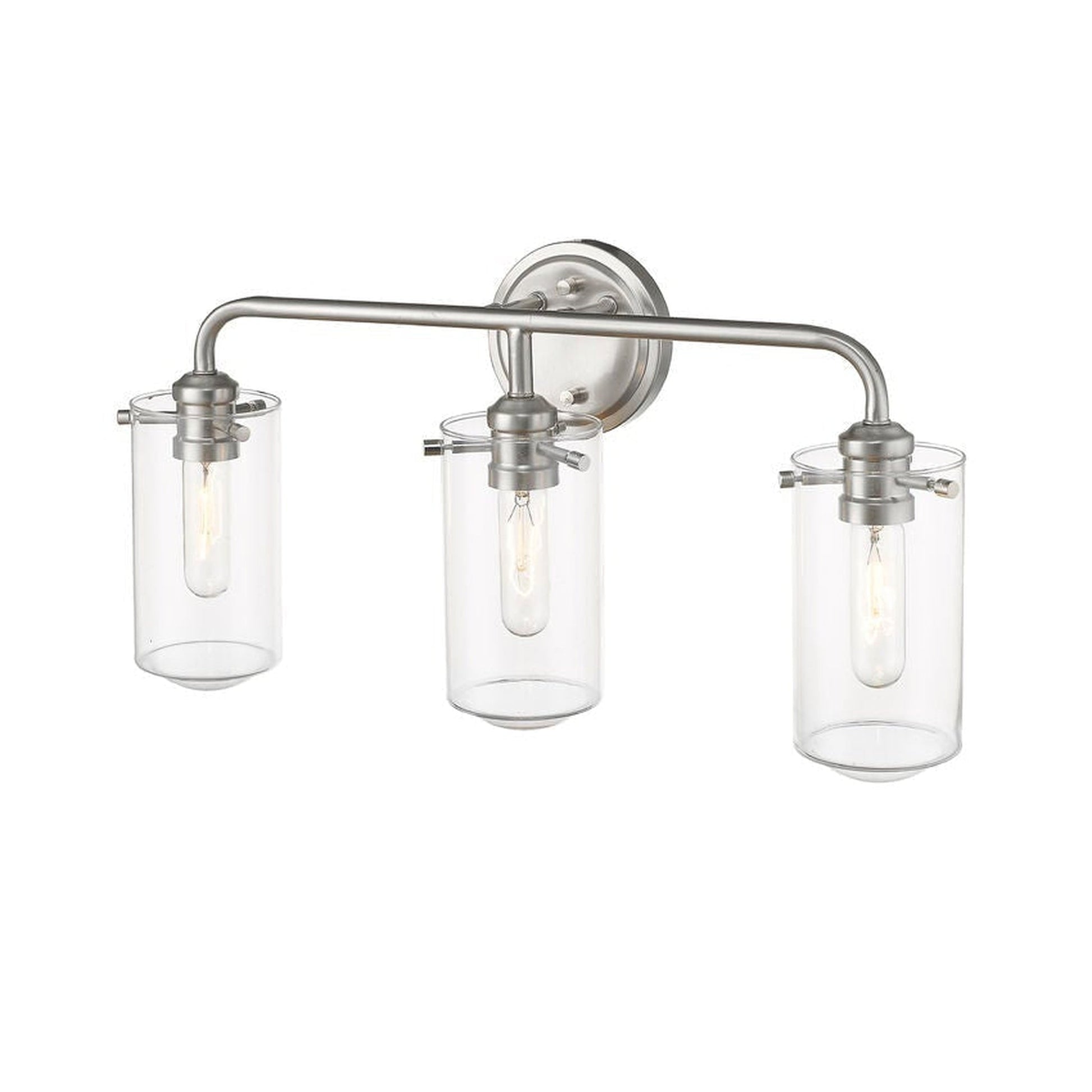 Z-Lite Delaney 22" 3-Light Brushed Nickel Vanity Light With Clear Glass Shade